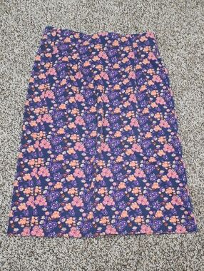 SD Collection Purple Midi Skirt with Pink & Peach Floral Print